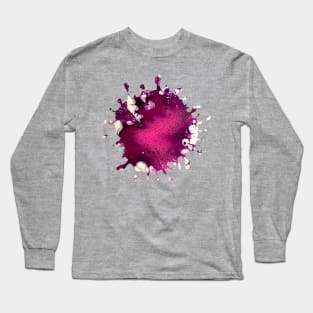 Maroon/Pink Acrylic Pour Painting Long Sleeve T-Shirt